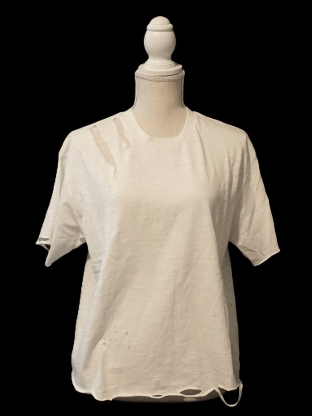 Dance & Marvel White Tattered Oversized Tee Women’s Small